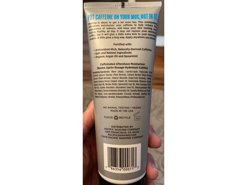 Pacific Shaving Co After Shave Balm Everyday Moisturizer, Caffeinated, 7 fl oz/207 mL