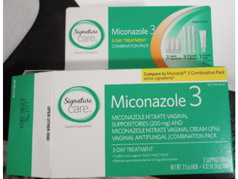 Signature Care Miconazole 3 Vaginal Antifungal Combination Pack