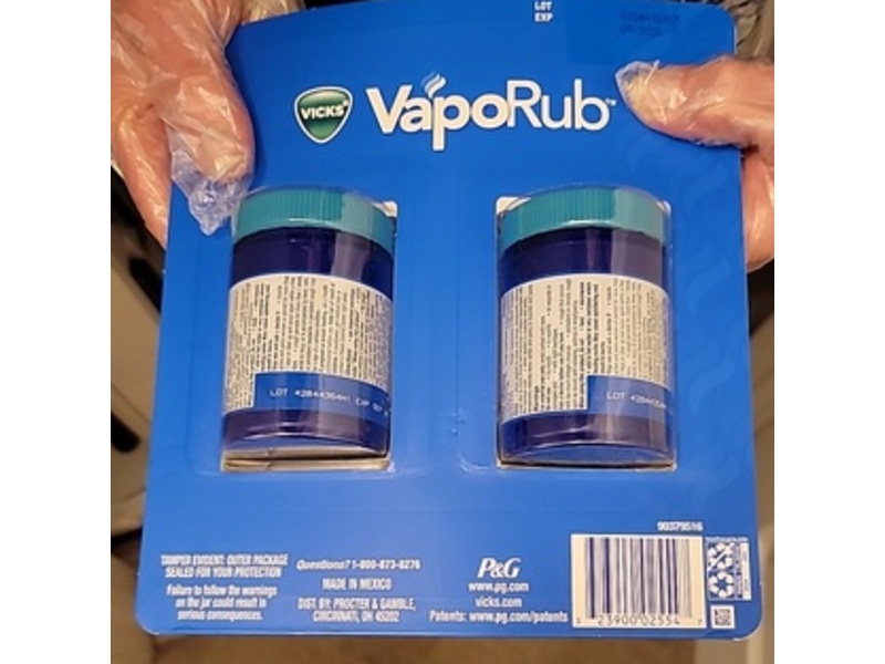 Vicks Vaporub Cough Suppressant Topical Analgesic Ointment, 3.53 Oz/100 g, Pack Of 2