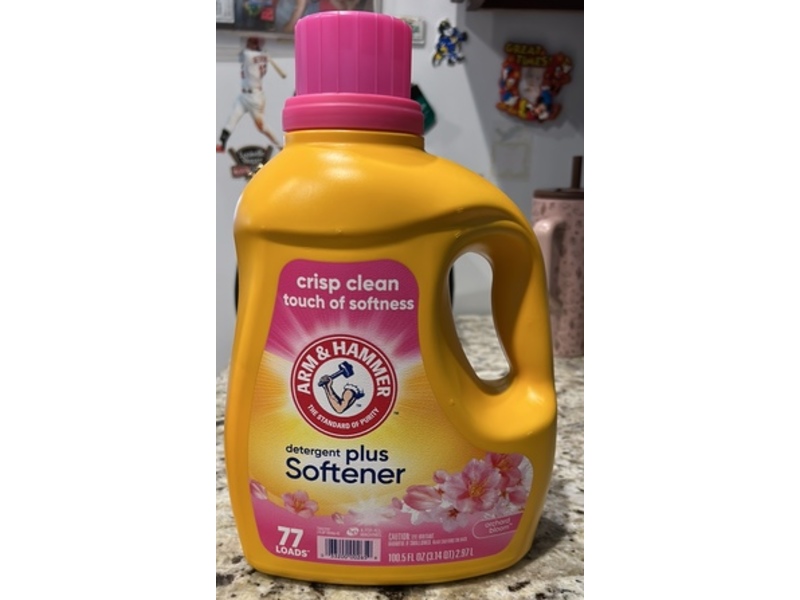 Arm & Hammer Plus A Touch Of Softener Liquid Laundry Detergent, Orchard Bloom, 77 Loads, 100.5 fl oz/2.97 L