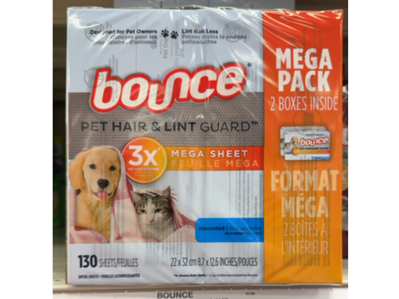 Bounce Pet Hair & Lint Guard Mega Sheet,, 130 Count