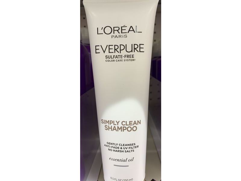 L'Oreal Paris Ever Pure Simply Clean Shampoo, Sulfate-Free, Essential Oil, 8.5 fl oz/250 mL