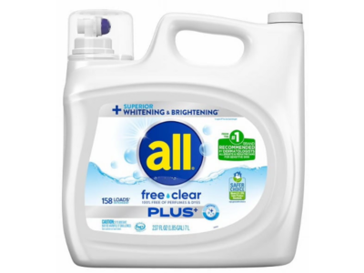 all Plus+ Liquid Detergent, Free & Clear, 158 Loads, 237 fl oz/7 L