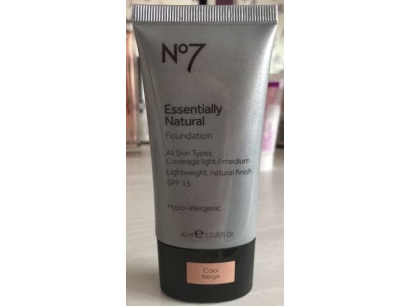 No7 Essentially Natural Foundation, Cool Beige, 1.3 fl oz/40 mL