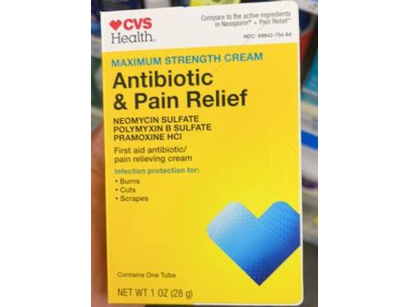 CVS Health Antibiotic & Pain Relief Maximum Strength Cream, 1 oz/28 g