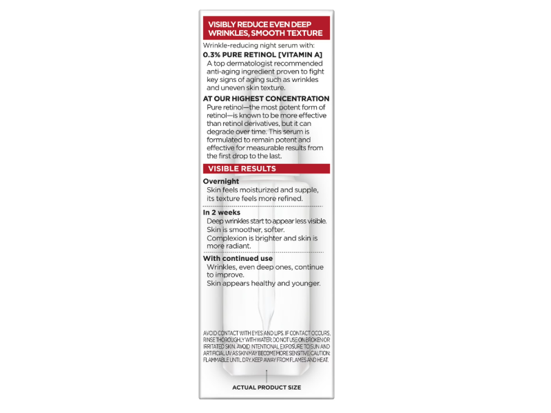 L'Oreal Paris Revitalift Derm Intensives Night Serum, Pure Retinol, Fragrance Free, 1 fl oz/30 mL
