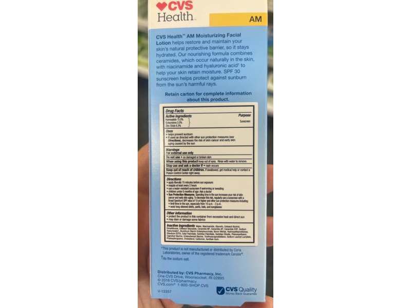 CVS Health AM Moisturizing Facial Lotion For Normal to Dry Skin, SPF 30, 3 fl oz/89 mL