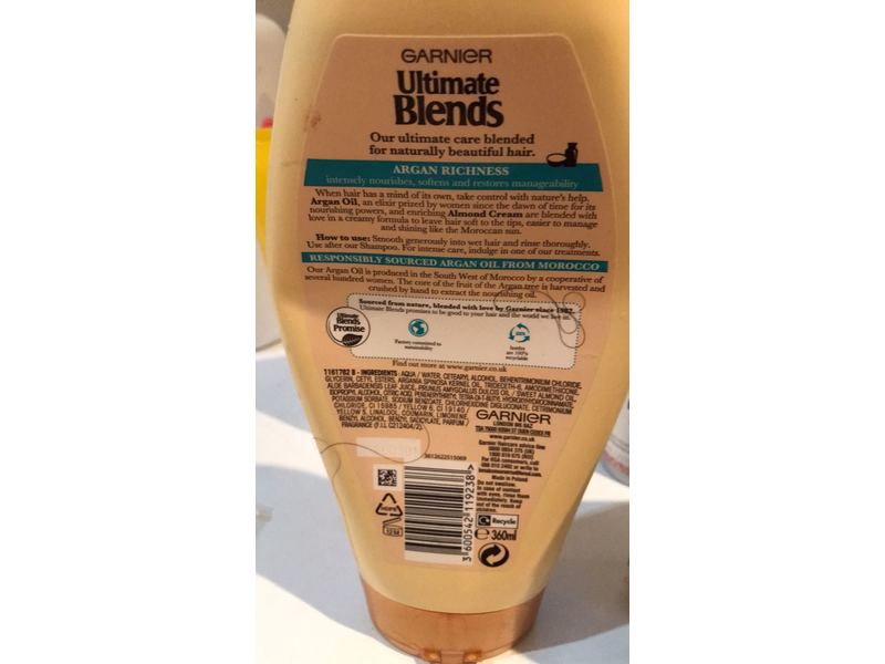 Garnier Ultimate Blends Conditioner, Almond Cream & Moroccan Argan Oil, 360 ml, Pack Of 6
