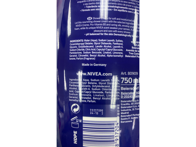 Nivea Creme Care Body Wash, 25.36 fl oz/750 mL