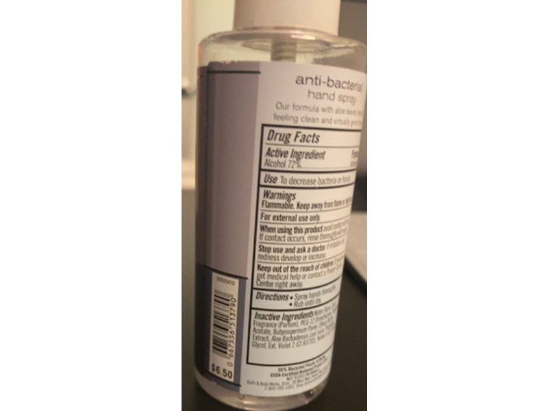 Bath & Body Works Anti-Bacterial Hand Spray, Mahogany Teakwood, 3 fl oz/88 mL