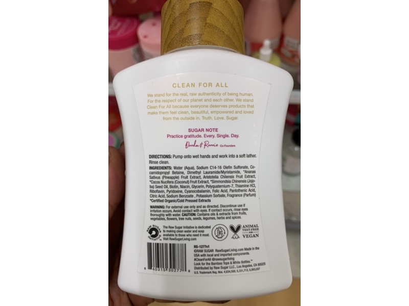 Raw Sugar Foaming Hand Wash, Pineapple + Maqui Berry + Coconut, 11 fl oz/325 mL