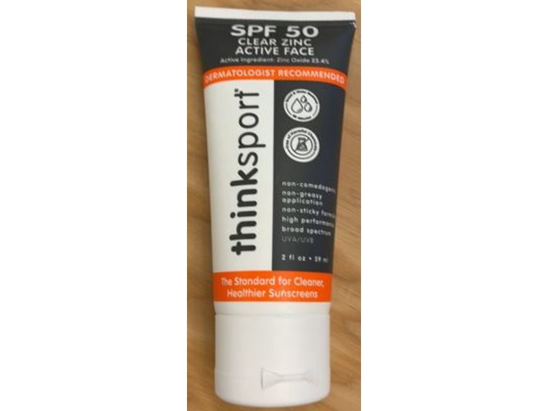 Thinksport Clear Zinc Active Face Sunscreen, SPF 50, 2 fl oz/59 mL