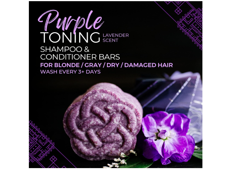 Viori Purple Toning Shampoo & Conditioer Bar, Lavender Scent, 3.17 oz/90 g