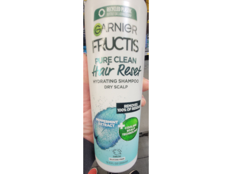 Garnier Fructis Pure Clean Hair Reset Hydrating Shampoo, Dry Scalp, Peppermint Extract, 12 fl oz/355 mL