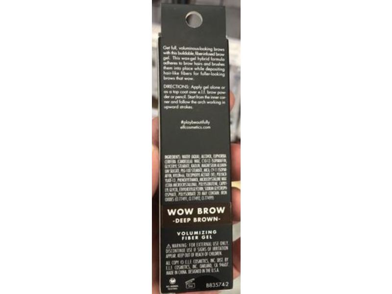 e.l.f. Wow Brow Volumizing Fiber Gel, Deep Brown, 0.12 oz/3.5 g