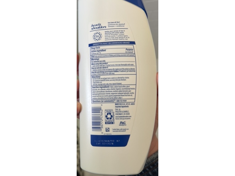 Head & Shoulders 2-In-1 Dandruff Shampoo + Conditioner, Tea Tree Oil, 20.7 fl oz/613 mL