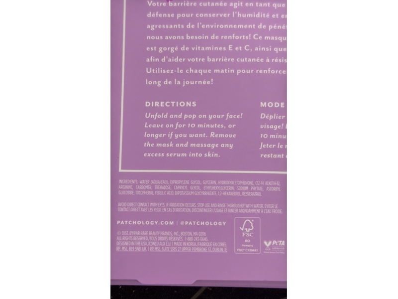 Patchology Moodmask Barrier-Boosting Sheet Mask, Playing Defense, 4 Count