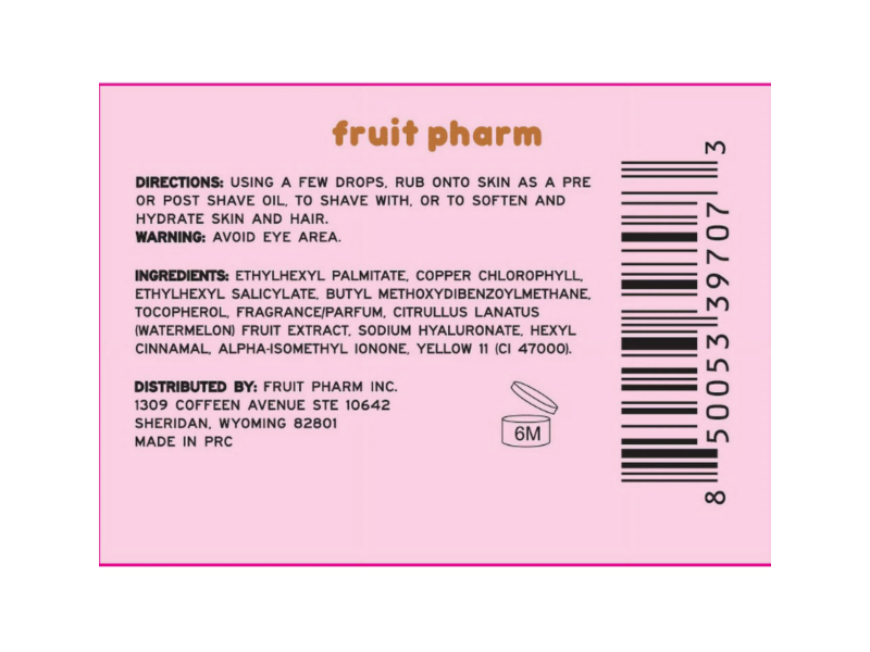Fruit Pharm Smoothing Shave Oil, Watermelon Sugar, 3.4 fl oz/100 mL