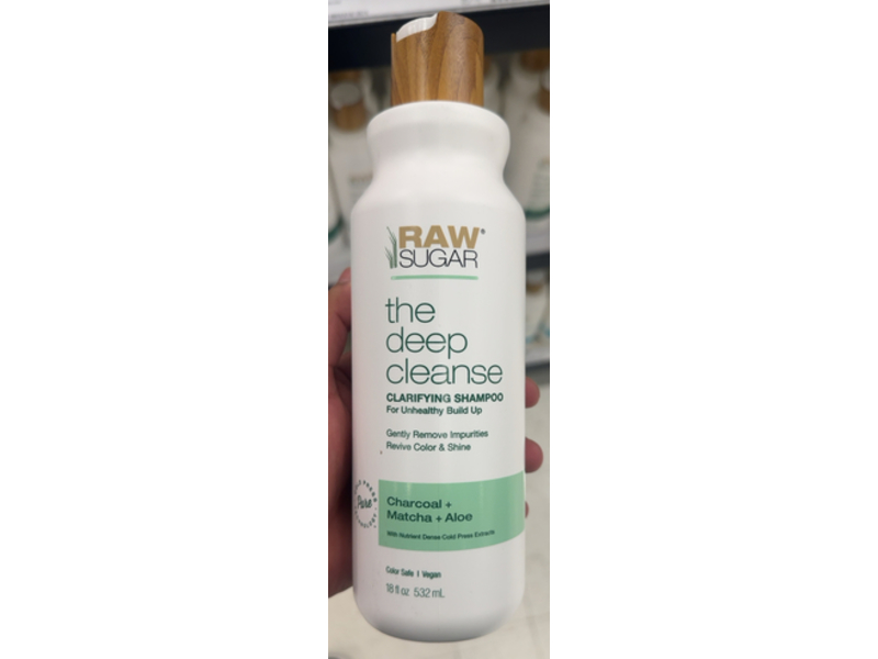 Raw Sugar The Deep Cleanse Clarifying Shampoo, Charcoal + Matcha + Aloe, 18 fl oz/532 mL