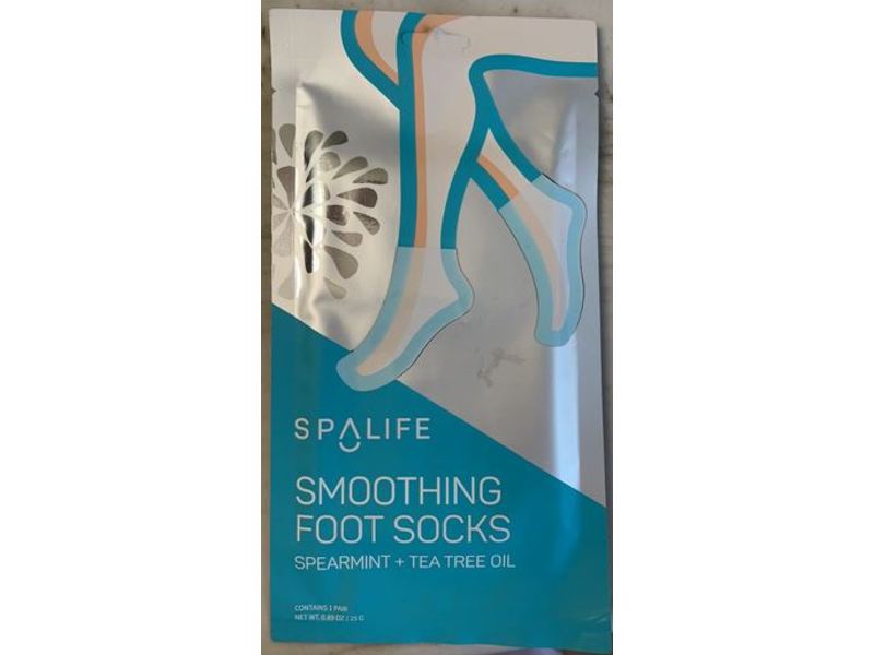 SpaLife Smoothing Foot Socks, Spearmint + Tea Tree Oil, 0.83 oz/25 g