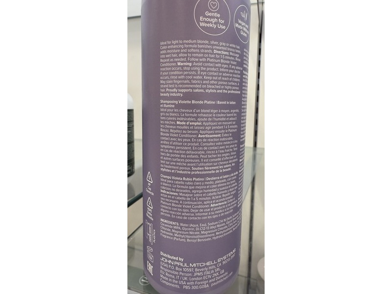 Paul Mitchell Platinum Blonde Violet Shampoo, Light/Medium Blondes, 10.14 fl oz/300 mL
