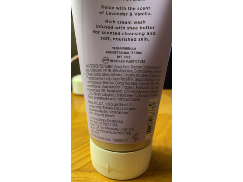 Victoria's Secret Lavender & Vanilla Relax Cream Body Wash, Shea Butter, 8 fl oz/236 mL