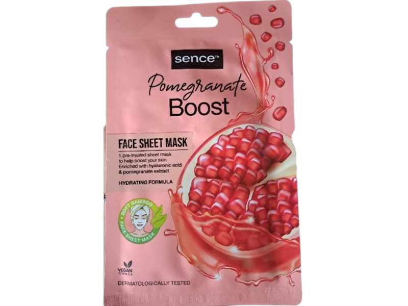 Sence Essentials Face Sheet Mask, Pomegranate Boost, 20 mL