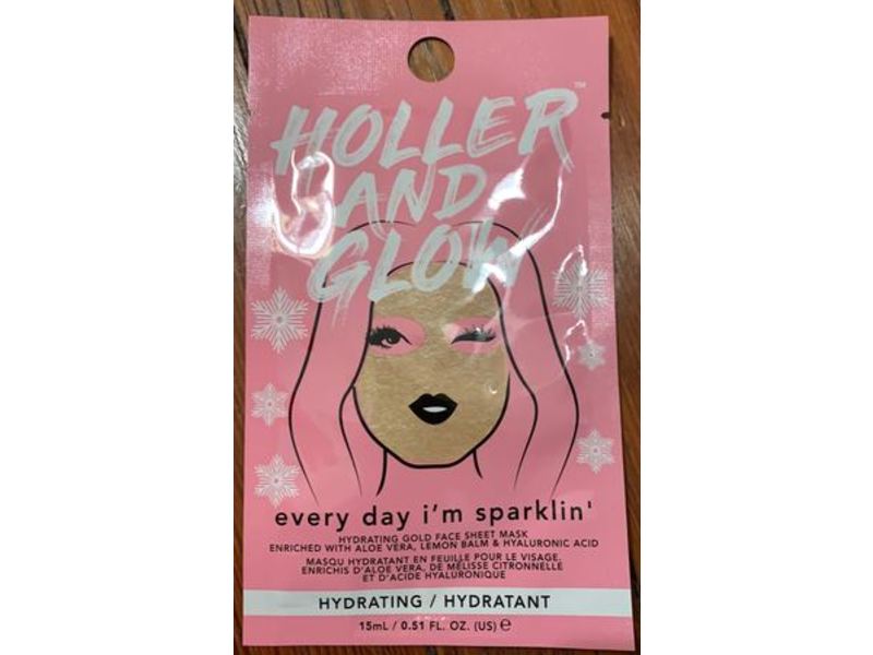Holler And Glow Everyday I'm Sparklin' Hydrating Gold Face Sheet Mask, 0.51 fl oz/15 mL