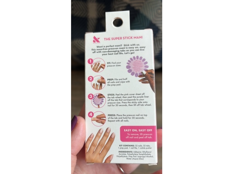 Olive & June The Super Stick Mani Fake Nails, Daisy Pop, 32 Count