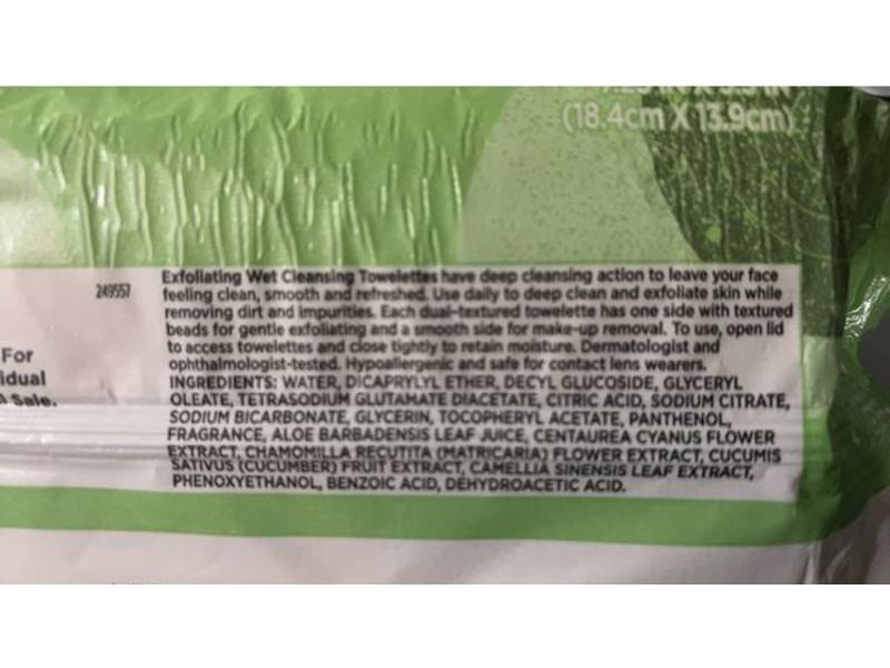 Equate Beauty Exfoliating Wet Cleansing Towelettes, Cucumber Aloe & Green Tea, 100 Wipes