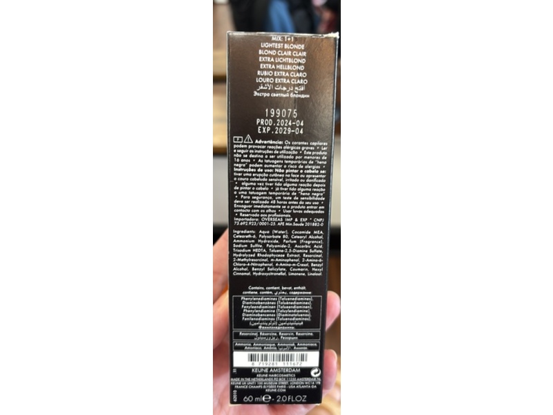 Keune Tinta Color Permanent Color, Lightest Blonde, 2 fl oz/60 mL