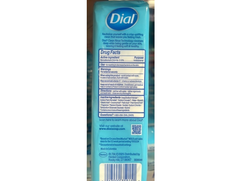 Dial Refresh & Renew Antibacterial Deodorant Bar Soap, Spring Water, 4 oz/113 g, Pack Of 16