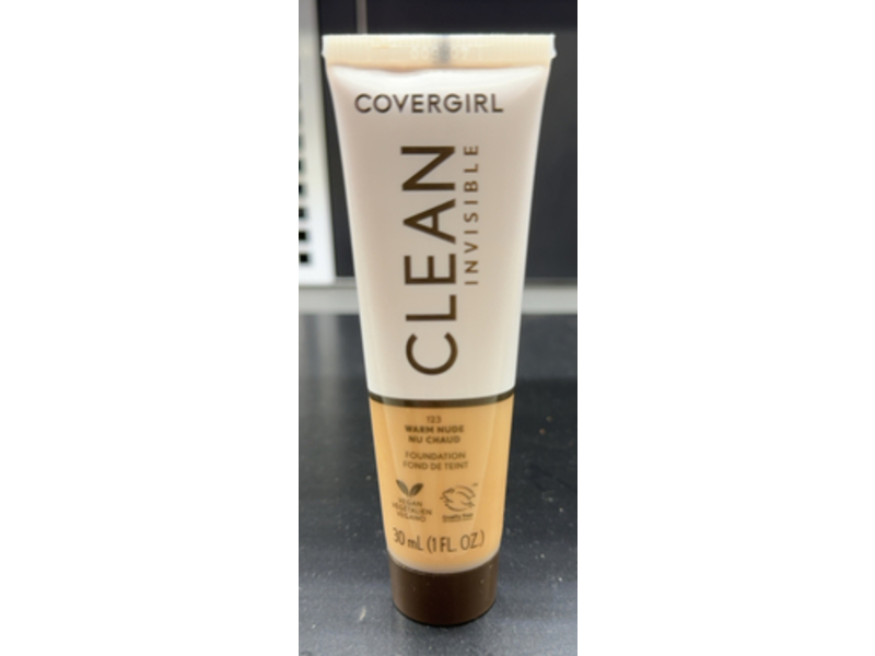 CoverGirl Clean Invisible Foundation, 123 Warm Nude, 1 fl oz/30 mL