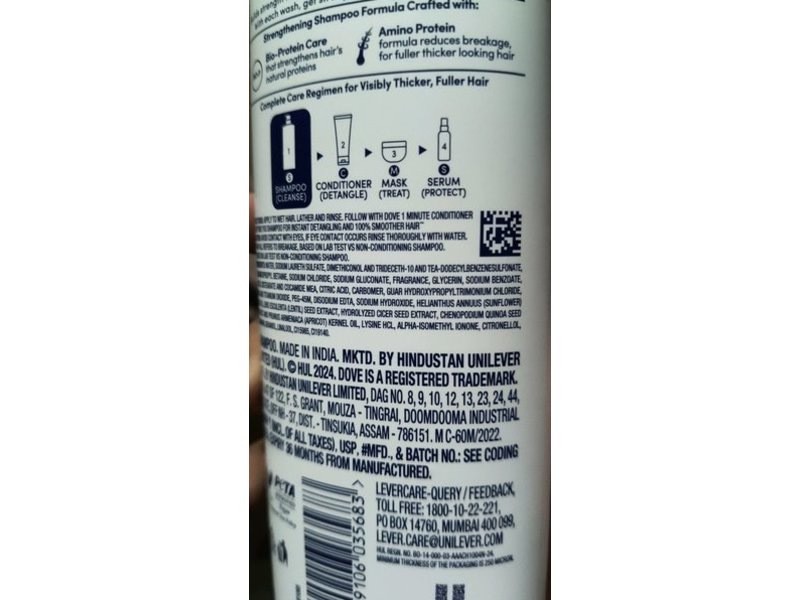 Dove Damage Therapy Hair Fall Rescue Shampoo, Amino Protein, 340 mL
