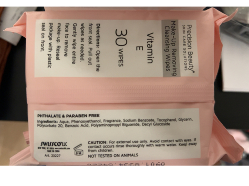 Precision Beauty Make-Up Removing Cleansing Wipes, Vitamin E, 30 Count