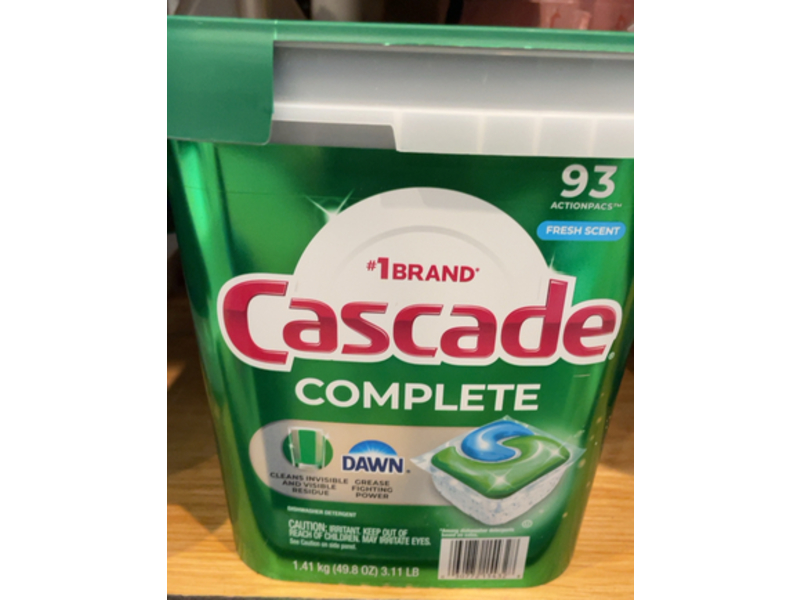 Cascade Complete ActionPacs, Fresh Scent, 49.8 oz/1.41 kg, 93 Pacs