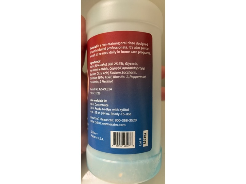 OraTec TheraSol Oral Rinse & Irrigant, Concentrate, 16 fl oz/473 mL