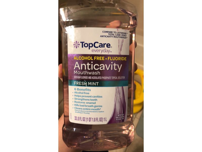Topcare Anticavity Mouthwash, Fresh Mint, 33.8 fl oz/1 L