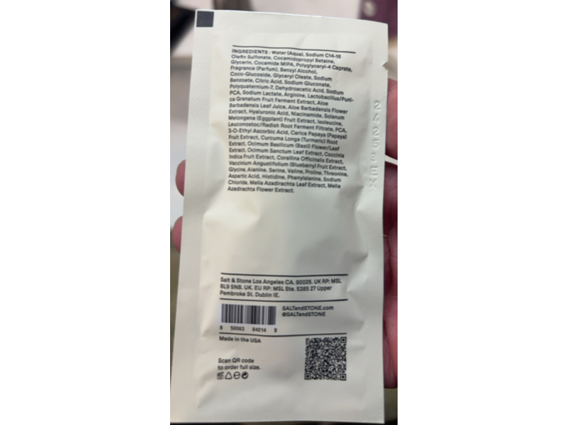 Salt & Stone Body Wash, Saffron & Cedar, 0.3 fl oz/9 mL