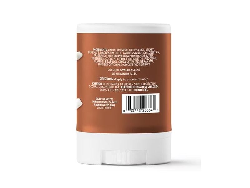 Native Deodorant, Coconut & Vanilla, 0.5 oz/14 g, Pack Of 4