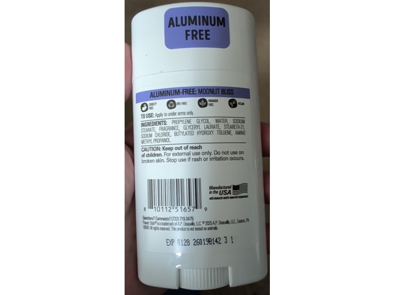 Power Stick Aluminum-Free Deodorant, Moonlit Bliss, 2.25 oz/64 g