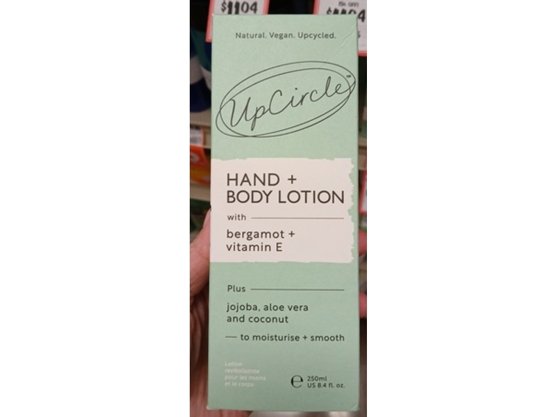 Upcircle Hand + Body Lotion, Bergamot + Vitamin E, 8.4 fl oz/250 mL