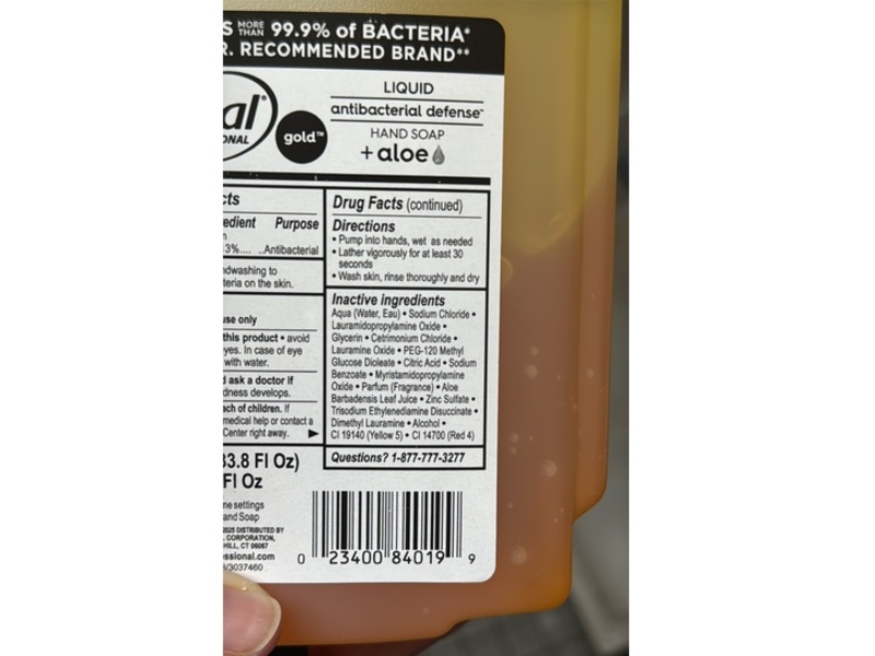 Dial Antibacterial Liquid Hand Soap, 33.8 fl oz/1 L, Pack Of 8