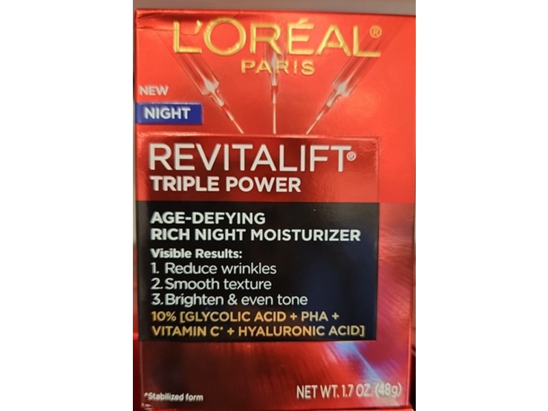 L'Oreal Paris RevitaLift Triple Power Age-Defying Rich Night Moisturizer, 1.7 oz/48 g