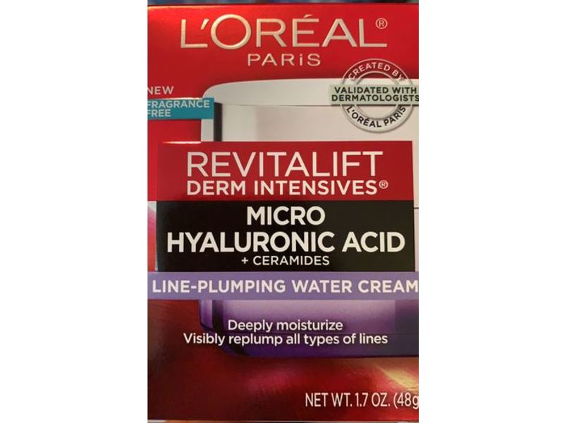 L'Oreal Paris Revitalift Derm Intensives Water Cream, Hyaluronic Acid + Ceramides, 1.7 oz/48 g
