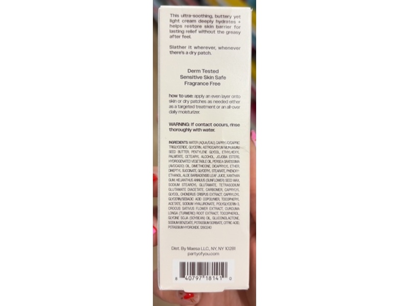 Party Of You Soft Spread Hydrating Butter Cream, murumuru Seed Butter+Saffron Flower, 1.7 fl oz/50 mL