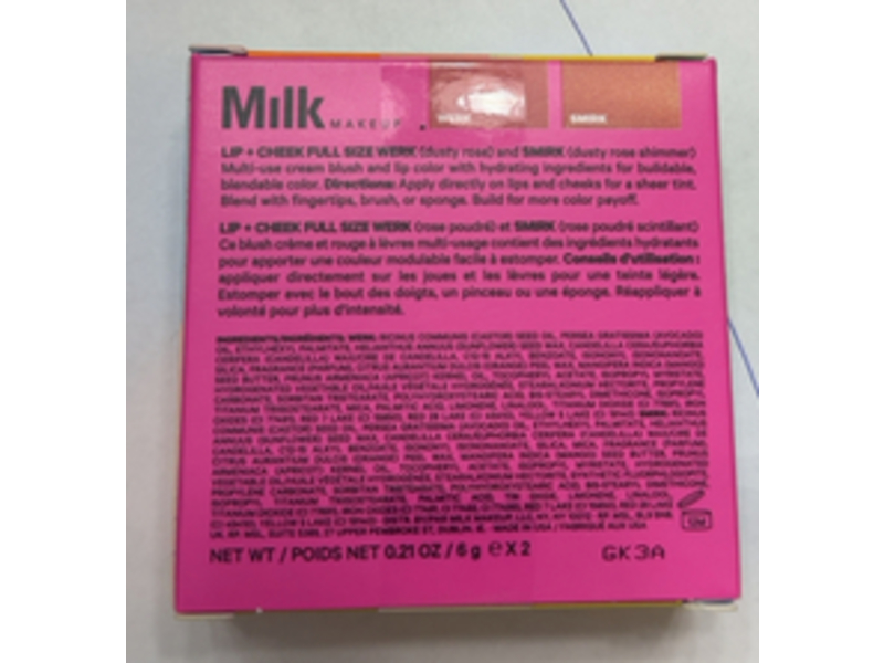 Milk Makeup Lip+Cheek Cream Blush Set, Werk-dusty rose & Smirk-dusty rose shimmer, 0.21 oz/6 g