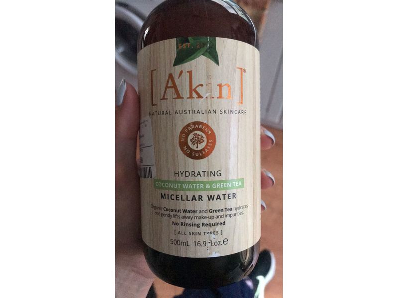 A'kin Micellar Water, Coconut Water & Green Tea, 16.9 fl oz/500 mL
