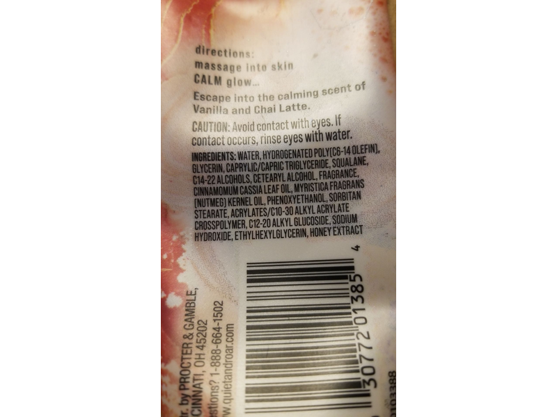 Quiet & Roar Body Lotion, Vanilla + Chai Latte Scent, Limited Edition, 2 fl oz/59 mL