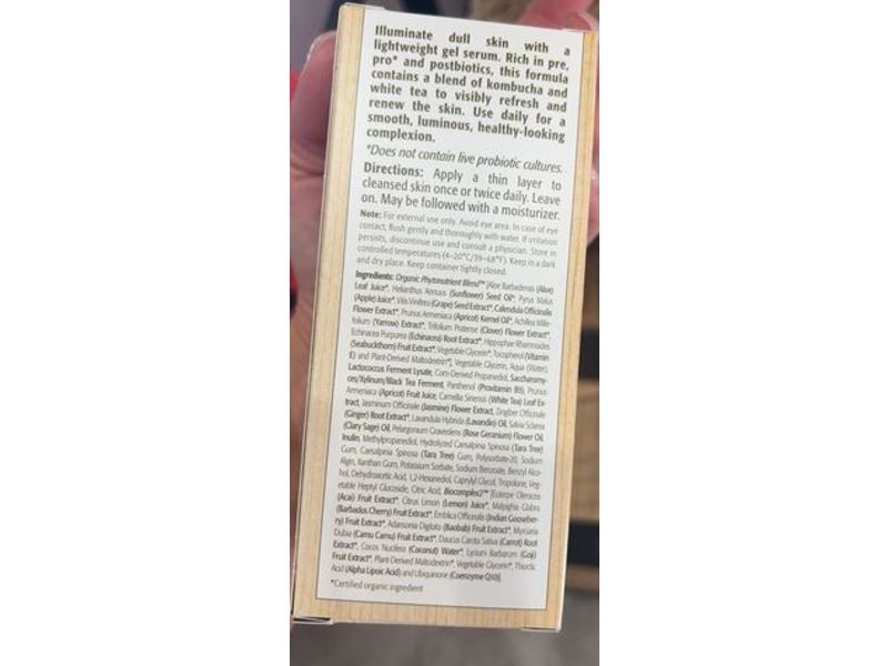 Eminence Organic Skin Care Kombucha Microbiome Luminosity Serum, Pre, Pro & Postbiotics, 1 fl oz/30 mL